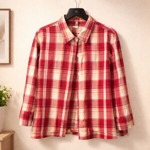 Christopher and Banks Medium Plaid Check Cotton Button Down Shirt